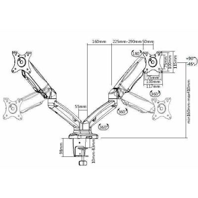 3. Equip Uchwyt stołowy 17"-32" / 2TFT 360° Sprężyna gazowa 9 kg detaliczny
