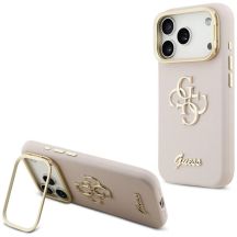 Etui Guess Grained Big 4G & Stand Camera na iPhone 17 Pro - różowe