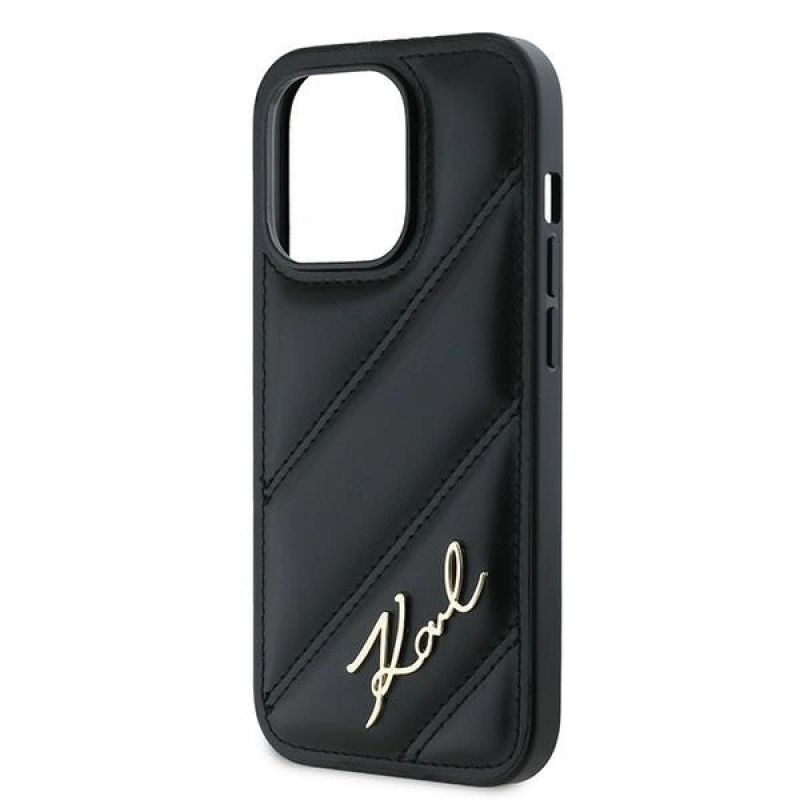 6. Etui Karl Lagerfeld Diagonal Quilted Script na iPhone 14 Pro - czarne