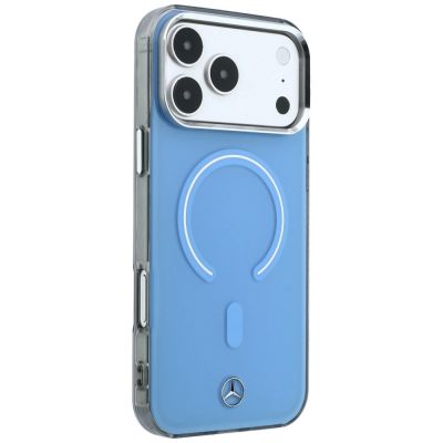 4. Etui Mercedes Double Layer Iconic Logo MagSafe na iPhone 18 Pro Max / 17 Pro Max - niebieskie