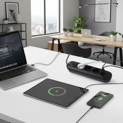 14. MACLEAN LISTWA ZASILAJĄCA, PRZEDŁUŻACZ 3 GNIAZDA + 3XUSB, 110-240V AC 50/60HZ, 2.1A MAX 2500W, 1,5M, CZARNA MCE394 B