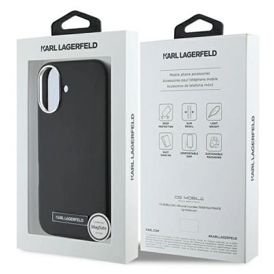 8. Etui Karl Lagerfeld FW Metal Plate MagSafe na iPhone 16 Plus - czarne