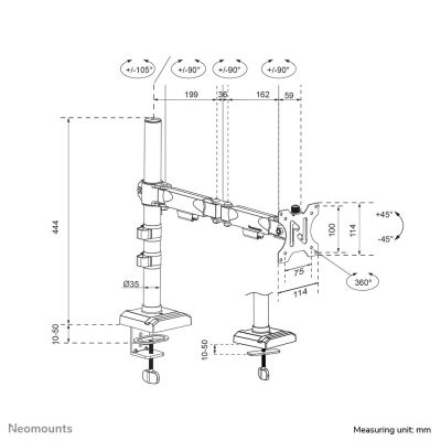 14. Uchwyt biurkowy do monitorów 10-32 cali Neomounts DS60-600BL1