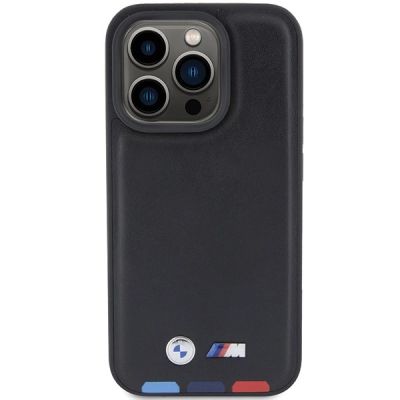 3. Etui BMW Leather Stamp Tricolor do iPhone 15 Pro - czarne