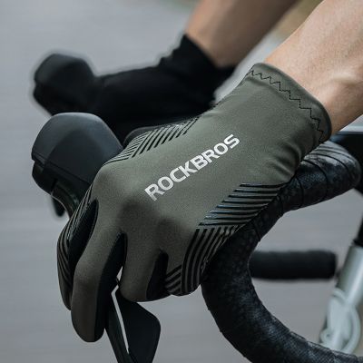 5. Rękawiczki rowerowe Rockbros wiosna/lato/jesień, pełne, rozmiar: M - zielone