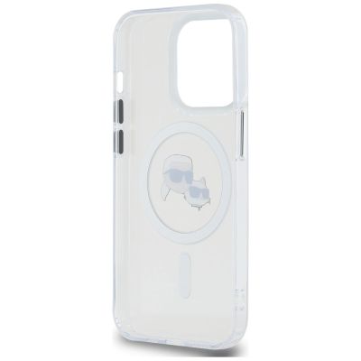 7. Etui Karl Lagerfeld IML Metal Karl & Choupette Head MagSafe na iPhone 14 Pro - białe