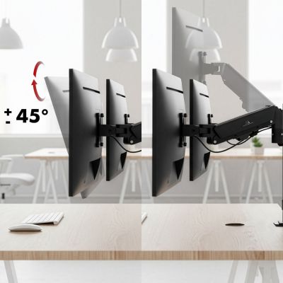 21. MACLEAN UCHWYT NA 2 MONITORY,SPRĘŻYNA GAZOWA, 17"-32", 2-10KG, CZARNY MC-136
