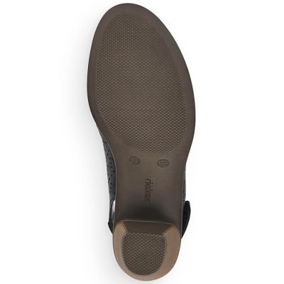 13. Skórzane komfortowe sandały damskie na obcasie Rieker 40959-00