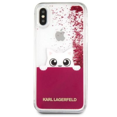 4. Etui Karl Lagerfeld Liquid Glitter na iPhone X - różowe