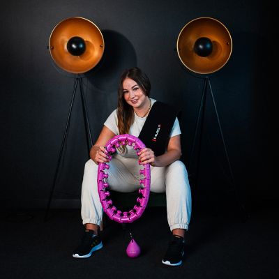 7. ZESTAW HULA HOP HHW12 VIOLET Z WYPUSTKAMI I OBCIĄŻNIKIEM HMS + PAS BR163 BLACK PLUS SIZE