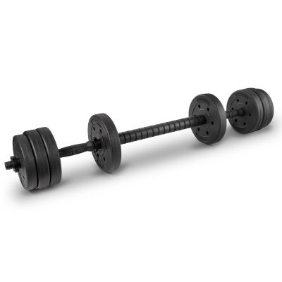 5. Zestaw hantli 4w1 (sztanga, hantle, kettlebell, podpórki do pompek) Spokey PONDUS SET 20 kg