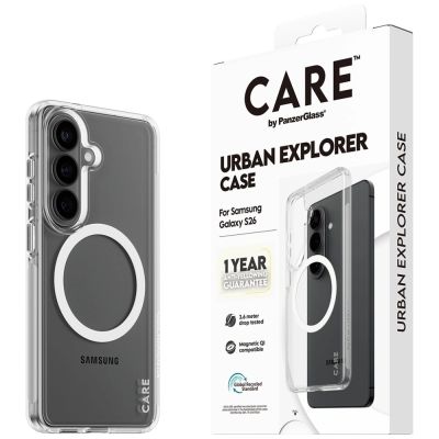 5. Etui CARE by PanzerGlass Urban Explorer Transparent w. White Qi na Samsung Galaxy S26 - przezroczyste