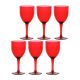 ROSE&TULIPANI FIABA Zestaw 6 akrylowych kieliszków do wina 400 ml, czerwony