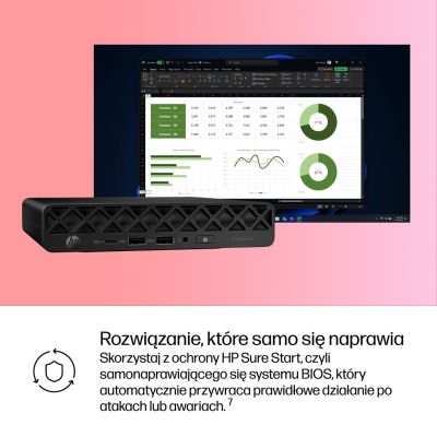 13. HP ProDesk 4 Mini G1i AI Intel Core Ultra 5 235T 16 GB DDR5-SDRAM 512 GB SSD Windows 11 Pro Mini PC AI PC Czarny