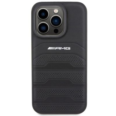 3. Etui Mercedes AMG Leather Debossed Lines  naiPhone 15 Pro Max - czarne