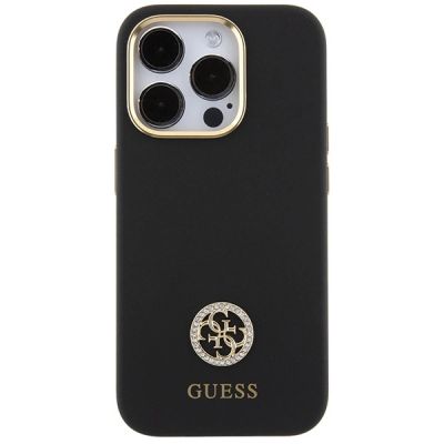3. Etui Guess Silicone Logo Strass 4G do iPhone 15 Pro Max - czarne