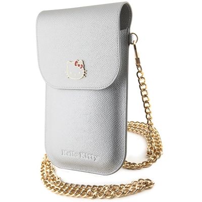 4. Torebka Hello Kitty Leather Metal Logo Chain - srebrna