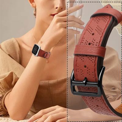 5. Pasek skórzany Strap Leather do Apple Watch 38 / 40 / 41 mm opaska bransoleta - czerwony