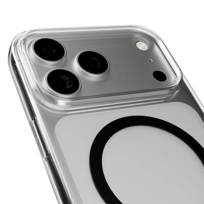 4. Etui Puro Lite Mag TPU+PC kompatybilne z MagSafe na iPhone 17 Pro - przezroczyste z czarnym pierścieniem