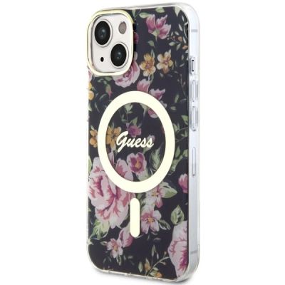 2. Etui Guess Flower MagSafe na iPhone 14 - czarne