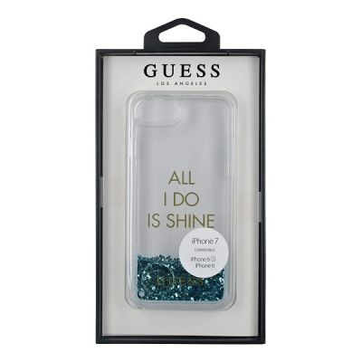 4. Etui Guess Liquid Glitter Party na iPhone 6 / 7 / 8 / SE 2020 / SE 2022 - niebieskie