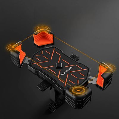 6. Uchwyt na telefon Rockbros HW-117 zaciskowy na kierownicę - czarno-pomarańczowy