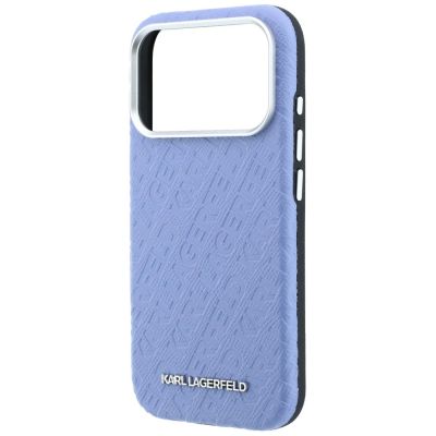 6. Etui Karl Lagerfeld Grained Allover Logo Metal Elongated MagSafe na iPhone 17 Pro / 18 Pro - niebieskie