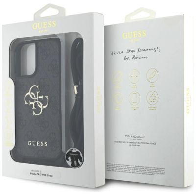 7. Etui Guess 4G Big Logo Cord Stap Crossbody do iPhone 16 czarny
