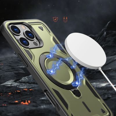 4. Etui Hybrid Armor Trendy z MagSafe na iPhone 16 Pro Max - zielone
