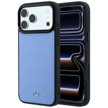 Etui Mercedes Leather Mesh with Bow Line MagSafe na iPhone 18 Pro Max / 17 Pro Max - niebieskie