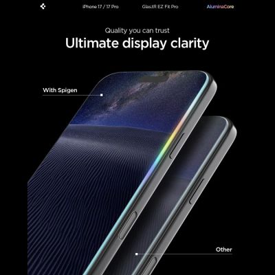 9. Szkło hartowane Spigen Glas.TR EZ Fit Pro na iPhone 16 Pro / 17 / 17 Pro - przezroczyste