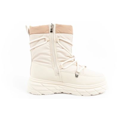 4. Lee Cooper buty sportowe damskie zimowe trekkingowe ocieplane beżowy kremowy