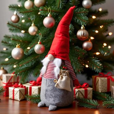 12. MIKOŁAJ DEKORACYJNY 50 CM GIRL Z WORKIEM I JARZĘBINĄ