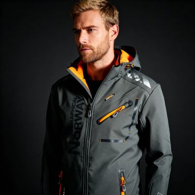 8. Kurtka Geographical Norway Softshell Royaute DB 068 M WY8027H/GN/Dark Grey / Orange