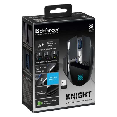 6. DEFENDER MYSZ GM-885 KNIGHT RF BEZPRZEWODOWA 3200dpi 8P CZARNA