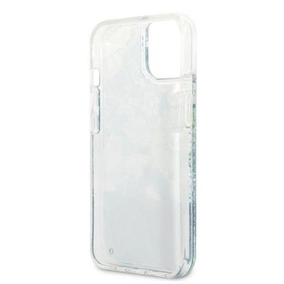 7. Etui Guess Flower Liquid Glitter na iPhone 13 - zielone