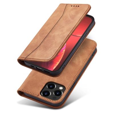 3. Magnet Fancy Case etui do iPhone 13 Pro Max pokrowiec portfel na karty kartę podstawka brązowy