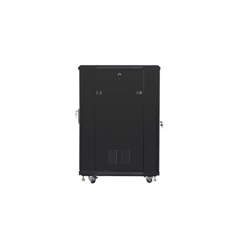 3. Szafa rack Lanberg FF01-6822-12B (22U; 19''; 1160 mm / 600mm / 800 mm; stojąca; Szklane; 800 kg; kolor czarny)