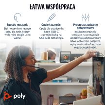 Poly Blackwire 3210 Monaural USB-C Headset +USB-C/A Adapter
