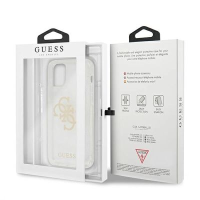 8. Etui Guess Glitter 4G Big Logo na iPhone 12 Pro Max - przezroczyste