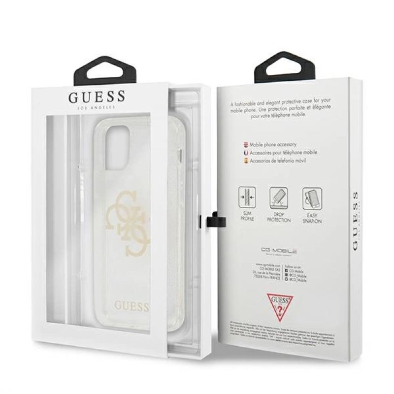 8. Etui Guess Glitter 4G Big Logo na iPhone 12 Pro Max - przezroczyste