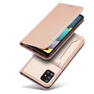 2. Magnet Card Case etui do Samsung Galaxy A13 5G pokrowiec portfel na karty kartę podstawka różowy