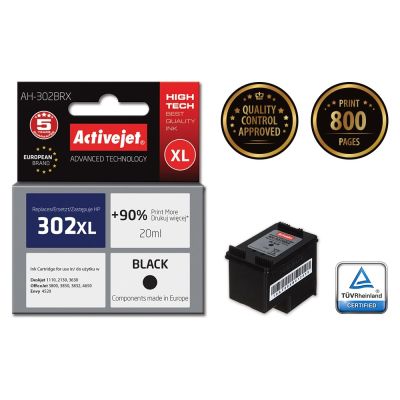 2. Activejet AH-302BRX Tusz (zamiennik HP 302XL F6U68AE; Premium; 20 ml; czarny)