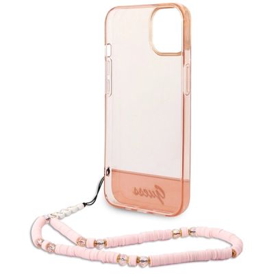 6. Etui Guess Translucent Pearl Strap na iPhone 14 Plus - różowe