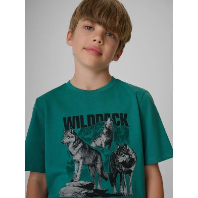 3. T-shirt regular z nadrukiem chłopięcy 4F 4FJKAW26TTSHM4455-46S