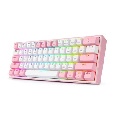 4. REDRAGON K616 Fizz Pro white/pink klawiatura USB + RF Wireless + Bluetooth Różowy, Biały