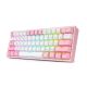 4. REDRAGON K616 Fizz Pro white/pink klawiatura USB + RF Wireless + Bluetooth Różowy, Biały