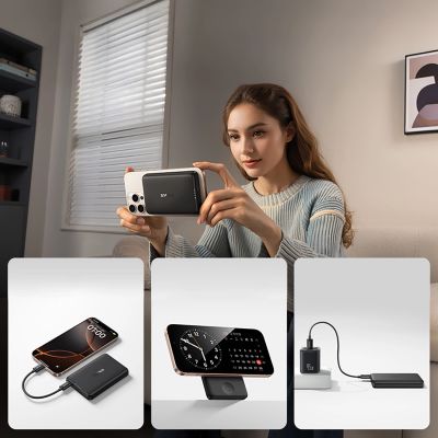 5. Powerbank Baseus EnerFill FT11 10000mAh 27W kompatybilny z MagSafe, do Apple Watch i smartfonów z kablem USB-C 20V/3A 30 cm - czarny