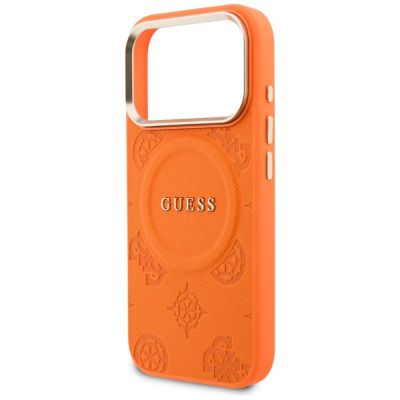 6. Etui Guess Peony Hot Stamp MagSafe na iPhone 17 Pro - pomarańczowe