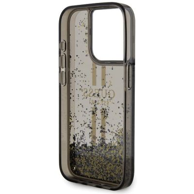 7. Etui Guess Liquid Glitter Gold Stripes na iPhone 15 Pro - czarne